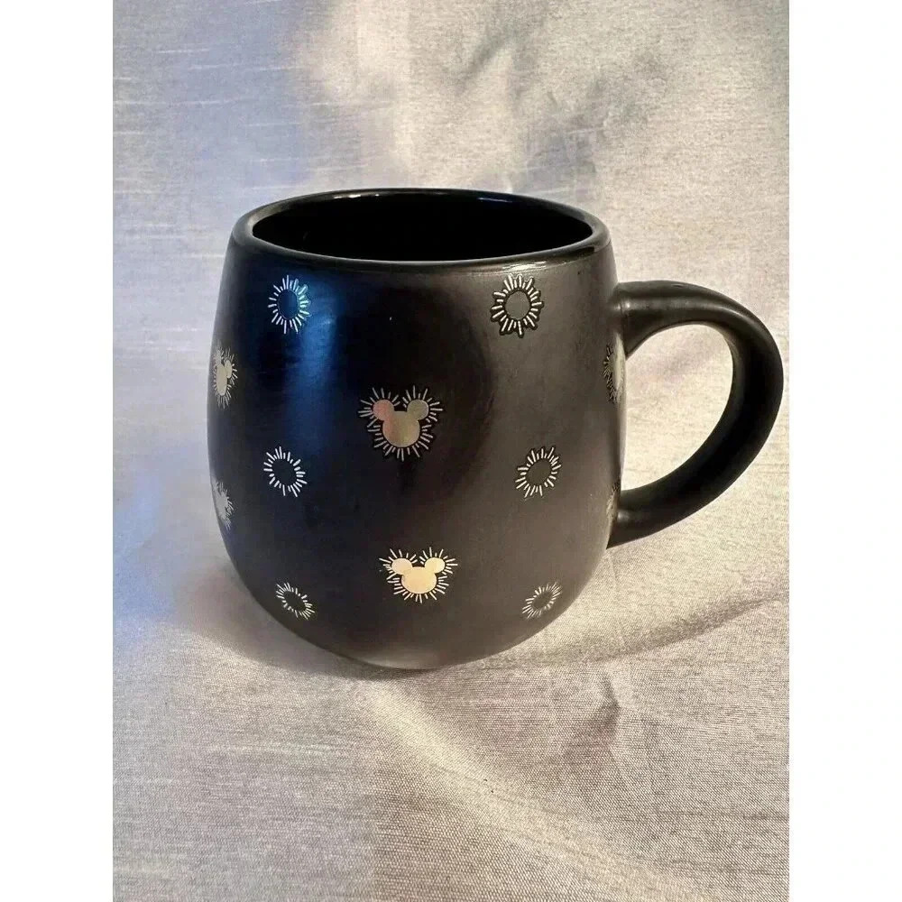 Disney Micky Mouse Mug Gold Micky Mouse Heads Design Large Ceramic Cup 18 fl oz